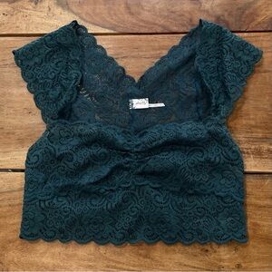 Free People Intimately Dark Blue-Green Lace Bralette Cami Size Small